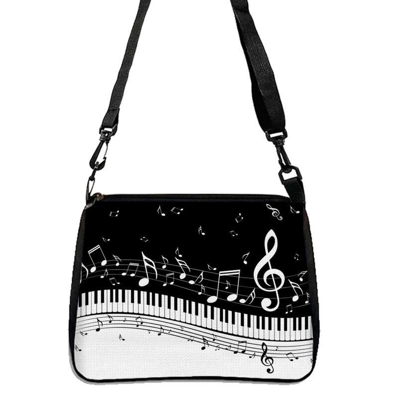 Music Note Print Handbags Women Causal Shoulder Bags Piano Guitar Crossbody Bag Girls Satchel Fashion Messenger Bag Gift