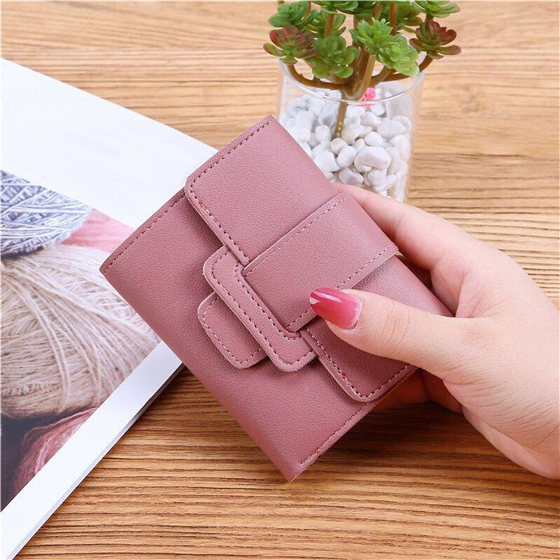 Mini Square Buckle Coin Purse Holder Multiple Card Slots Fashion Women PU Leather Wallet Bags For Ladies Money Clip Y260206