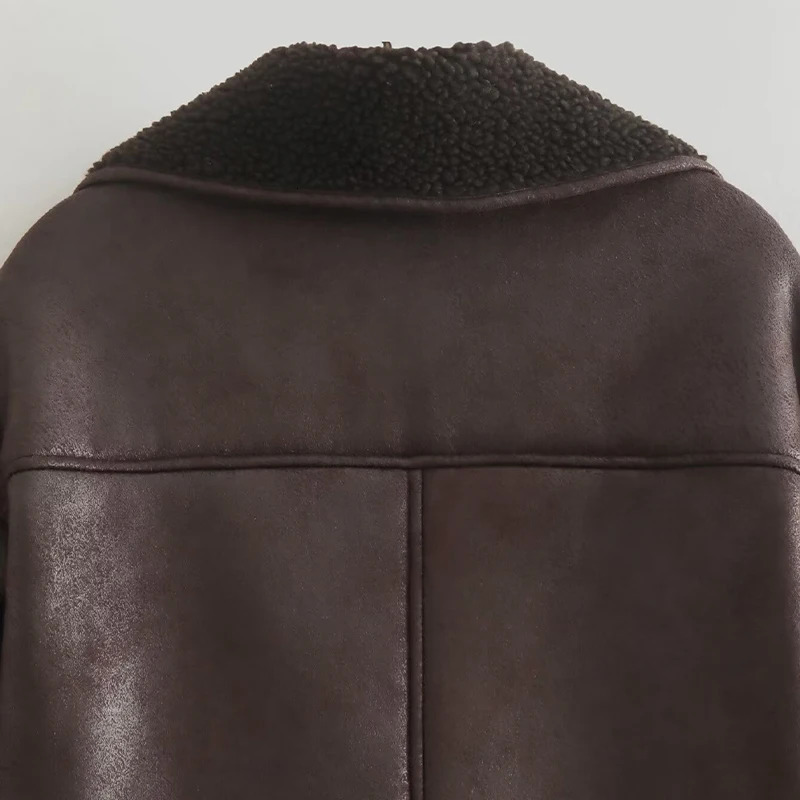 Willshela Womens Fashion Pocket Brown Single Chest Jacket Retro Collar Collar Long Sleeves Womens Fashion Womens Wear 241107