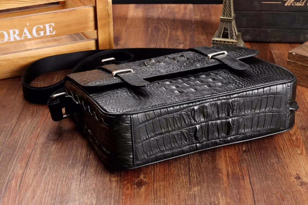 Top quality crocodile skin leisure cross body messenger bag young bag front flat back zip brown black color
