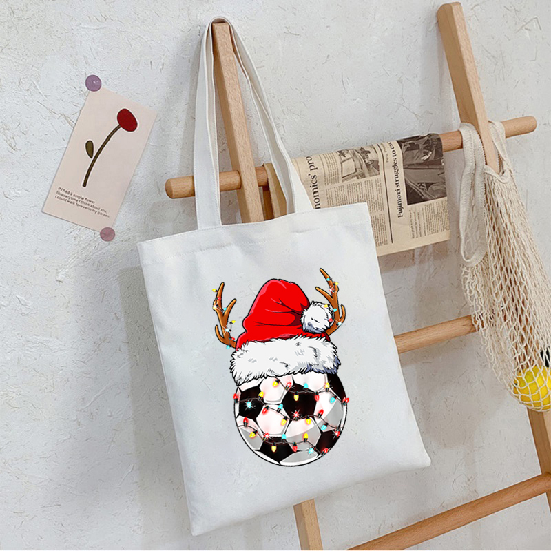 Christmas Santa Monster Truck Xmas Canvas Bags Shopper Shoulder Bag Big Women Designer Handbags Shopping Tote Casual Woman Tote