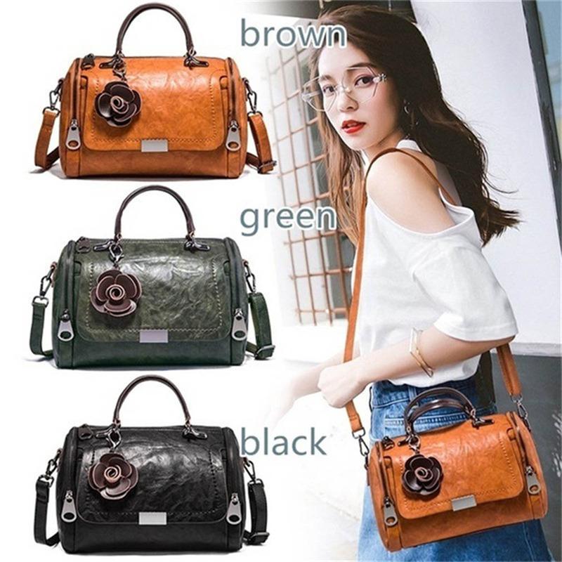 2023 New flowers Pendant Handbag Women's fashion Boston bags single shoulder bag ladies crossbody bag PU messenger bag