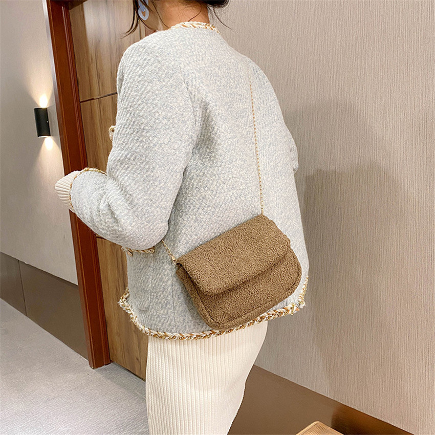 New Fashion Leopard Shoulder Bag Women Plush Soft Autumn Winter Ladies Crossbody Bags Vintage Leather Totes Purse and Handbag