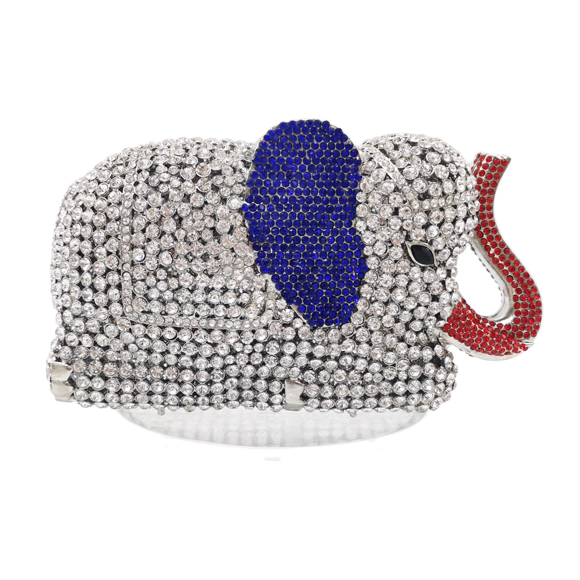 Fashion Newest Luxury Crystal Diamond Elephant Evening Bag Deluxe Indian Rhinestones Metal Zinc Alloy Bridal Party Purse SC487