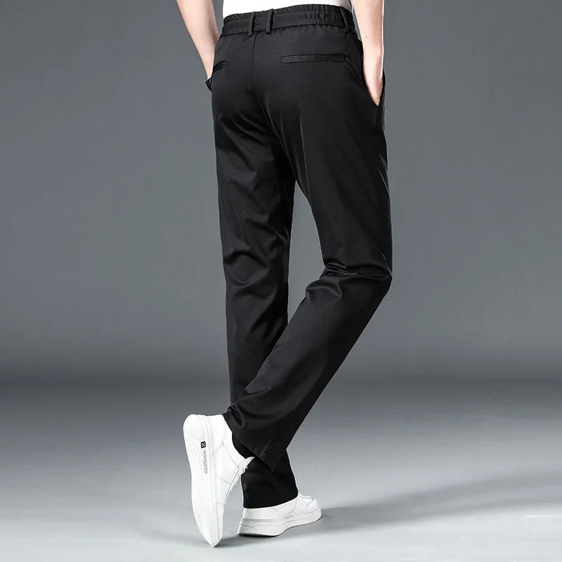 10XL Oversize Men Business Pants Man Elegant Formal Trousers Dress Social Elastic Waist Loose Male Work Slim Suit 241104