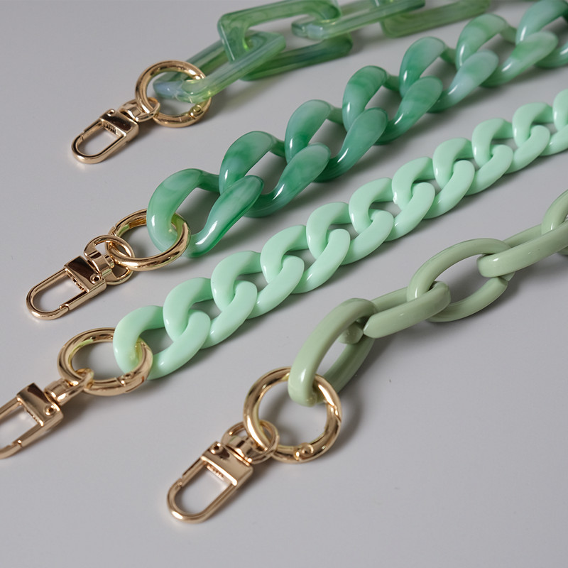 New Fashion Woman Handbag Accessory Parts Cute Chain Green Acrylic Resin Chain Luxury Strap Women Shoulder Clutch Handle Chain
