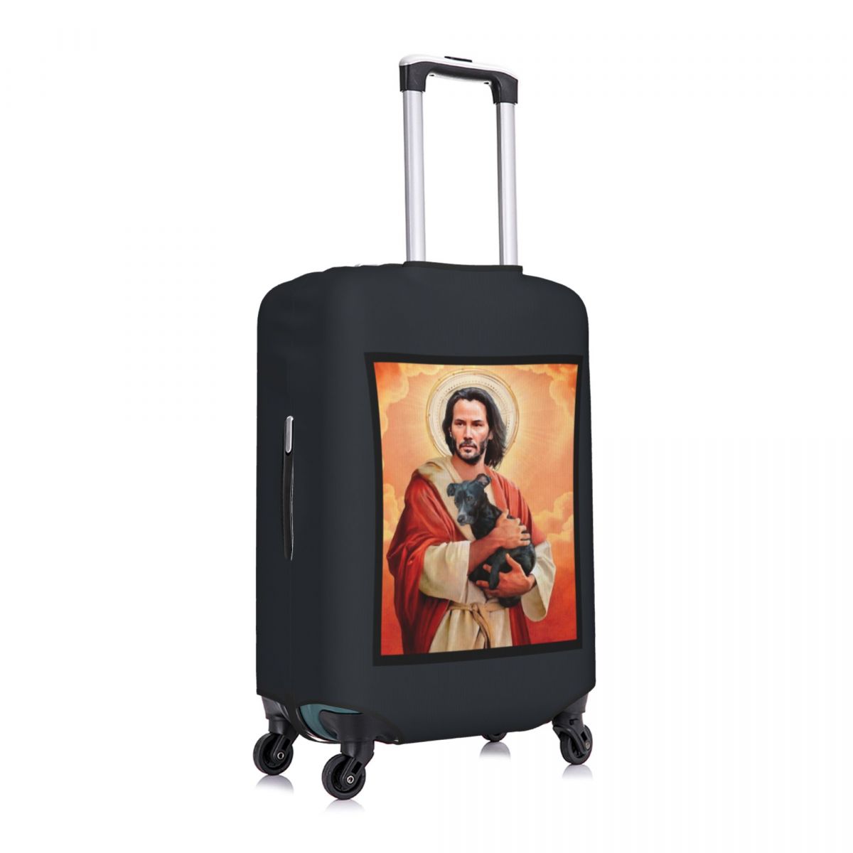 Jesus And Dog Suitcase Cover Painting Strectch Business Protection Luggage Supplies Flight Xmas Gift