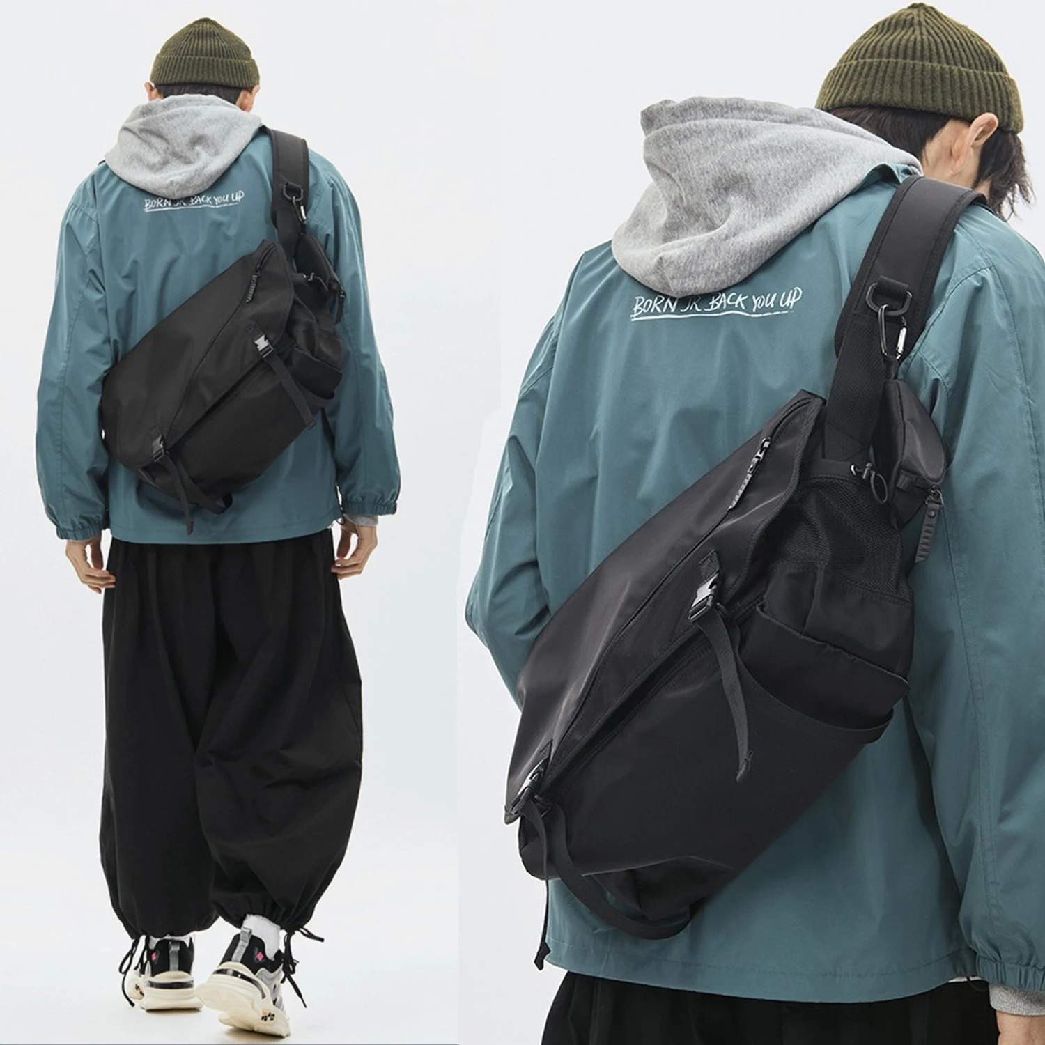 Mens Crossbody 156 inch about cm Waterproof Casual Messenger Bag Laptop Sturdy Black 241106