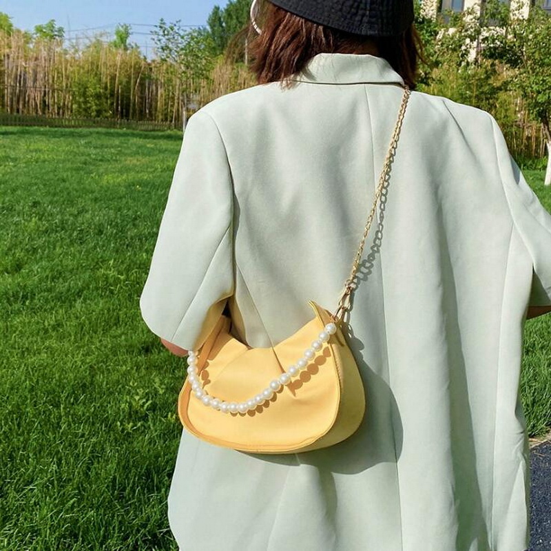 2021 new cloud bag fashion pearl bag women summer simple chain cross-body bag INS armpit bag