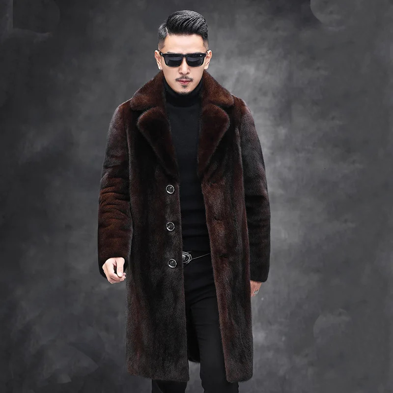mink coat artificial fur winter coat fur integrated mink suit collar windbreaker single row button 241107