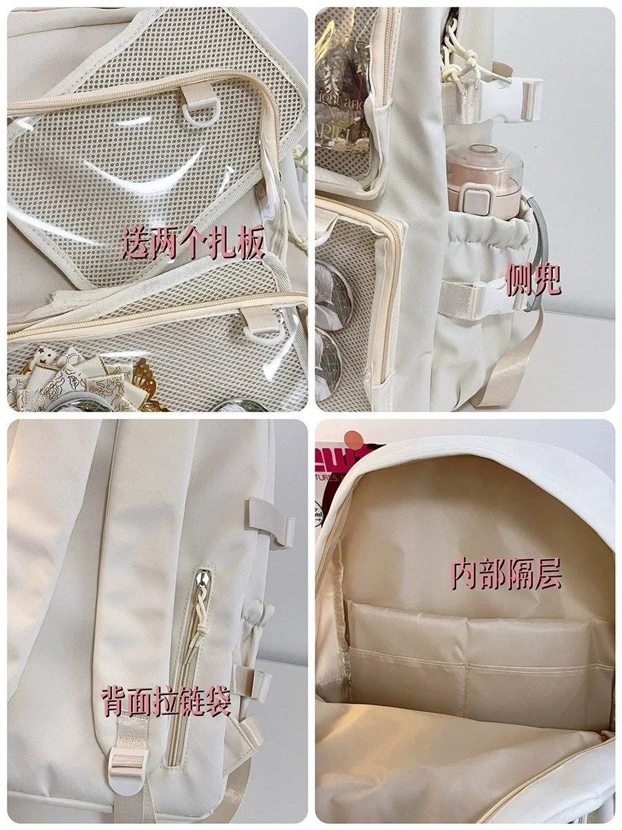 Japanese teenage girl transparent pocket Itabag womens 2024 Kawaii JK backpack girl Ita backpack 241107