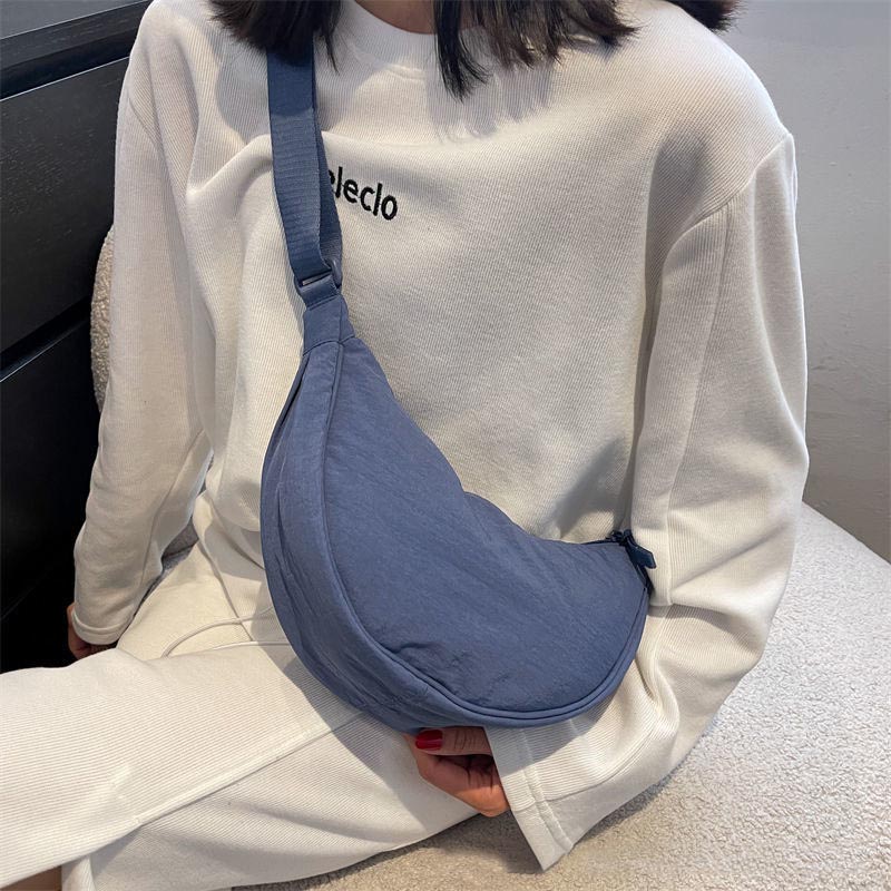 Casual Nylon Hobos Crossbody Bag for Women Shoulder Bag Woman Half Moon Chest Bags Tote Lady Travel Shopper Bag Female Purses