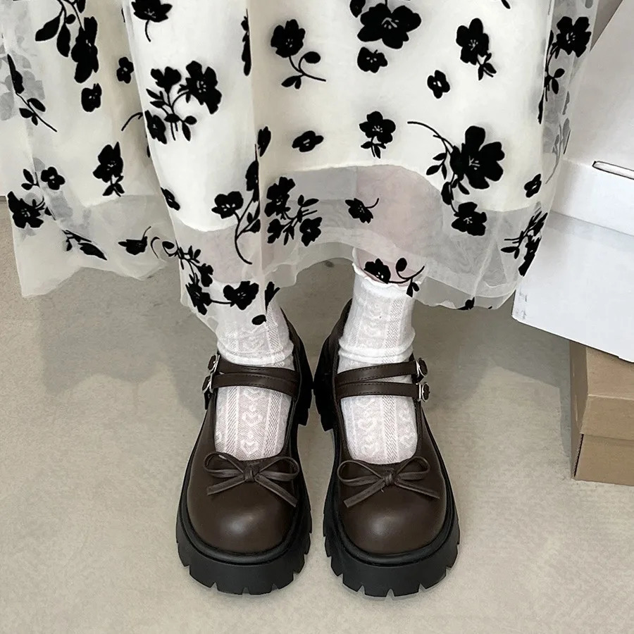 Casual womens shoes round toe shallow mouth Clogs platform fully matched womens shoes bow knot Oxford comfortable crawling boots 241106