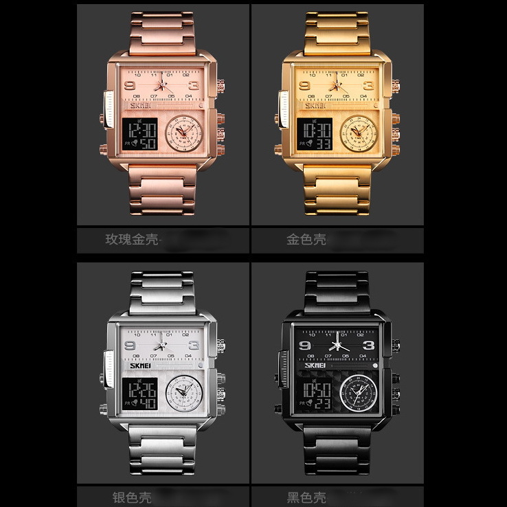 Waterproof 30M sports electronic watch tempered glass mirror luminous alarm clock three time zones titanium alloy case juvenile watch 012