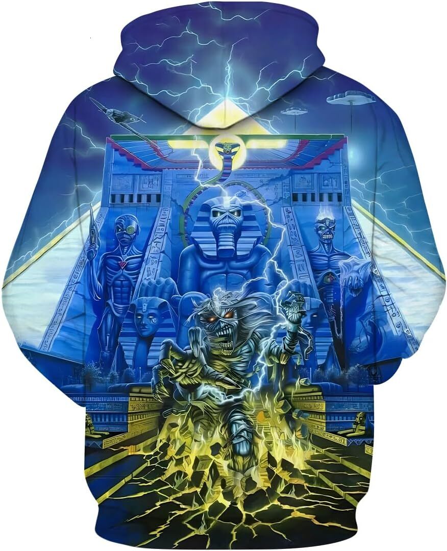 Hoodie for Mens Funny Skull Sweatshirt Novelty Band Theme Hoodie Graphic Hoodies sweatshirt Trendy blue pattern