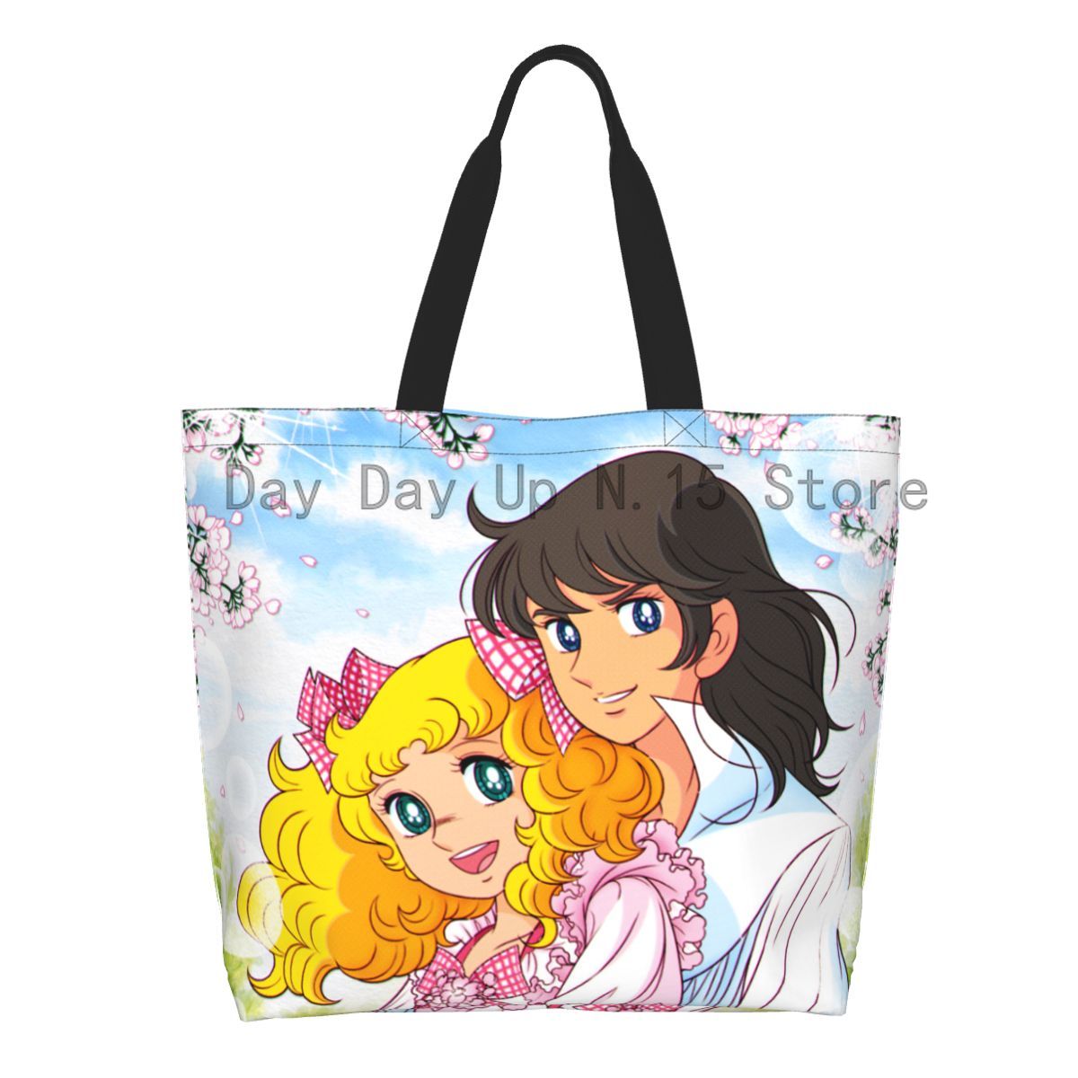 Cute Candy Candy Shopping Tote Bag Reusable Anime Manga Cartoon Girl Canvas Grocery Shoulder Shopper Bag
