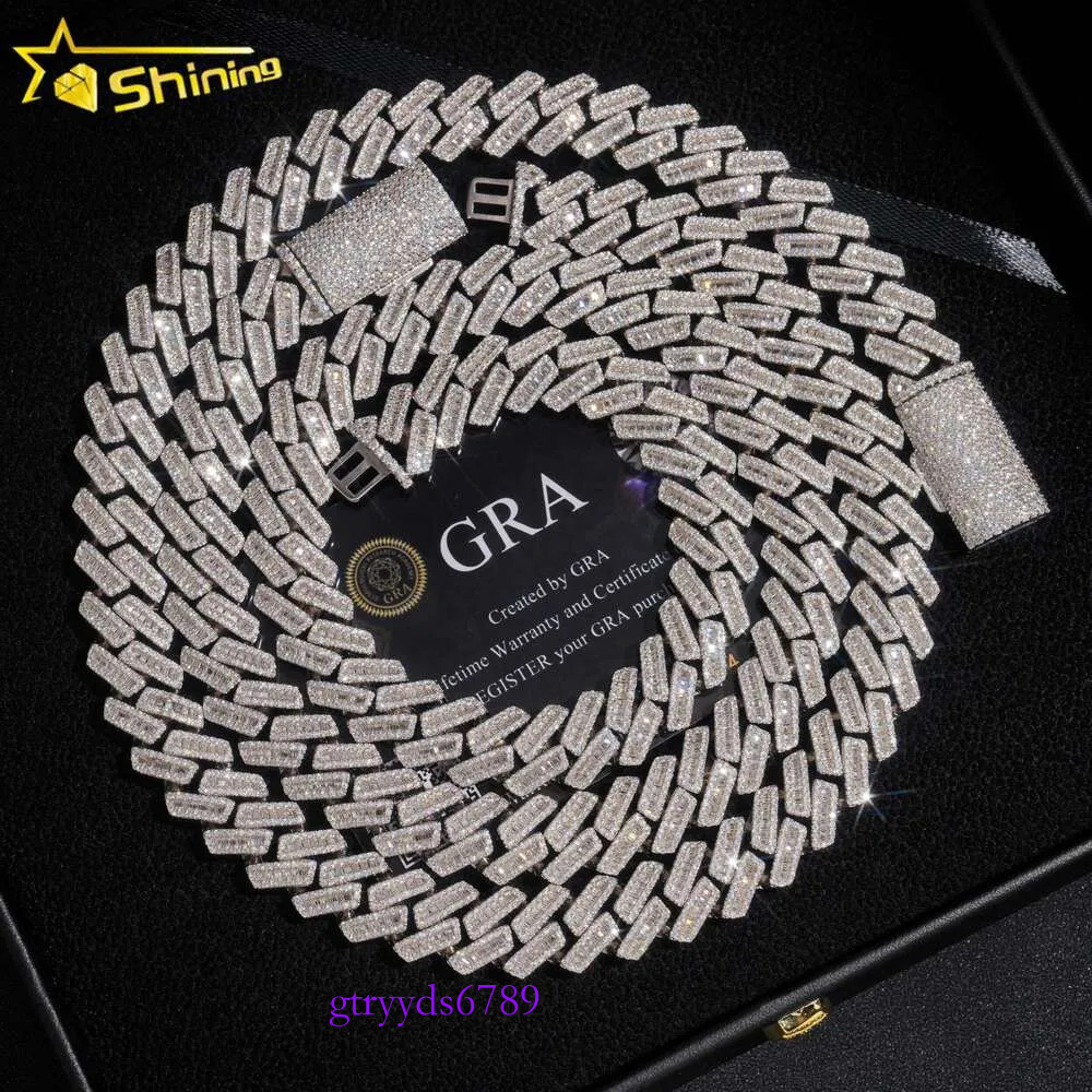Necklace Jewelry Cuban k Chain Custom Vvs Moissanite 20MM Rhombus Iced Out Sterg Sier Pass Dia Test Hip Hop Chains for Men Jewelery