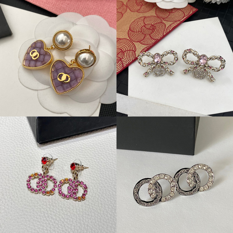 18K Gold Plated Ear Stud Earrings Copper Material Loop Drop Charm Men Designer Letter Studs Diamond Crystal Pearl Earring Womens Wedding Jewelry Christmas Gifts