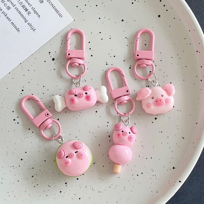 Three Dimensional New Cartoon Cute Pink Pig Keychain Kawaii Piglet Doll For Woman Bag Key Pendant Jewelry Student Gift