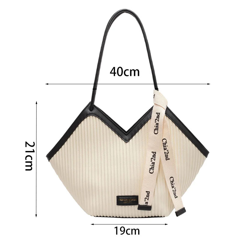New Design Fashion Stripped Women's Shoulder Bags Tote Bag Korean Style Solid Color Bucket for Student Autumn New Handbags 2024