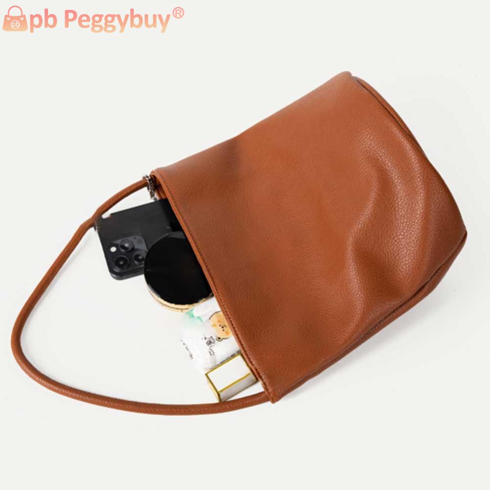 Women PU Bucket Fashion Bag Large Capacity Designer Shoulder Purse Solid Color Elegant Handbag for Outdoor Travel