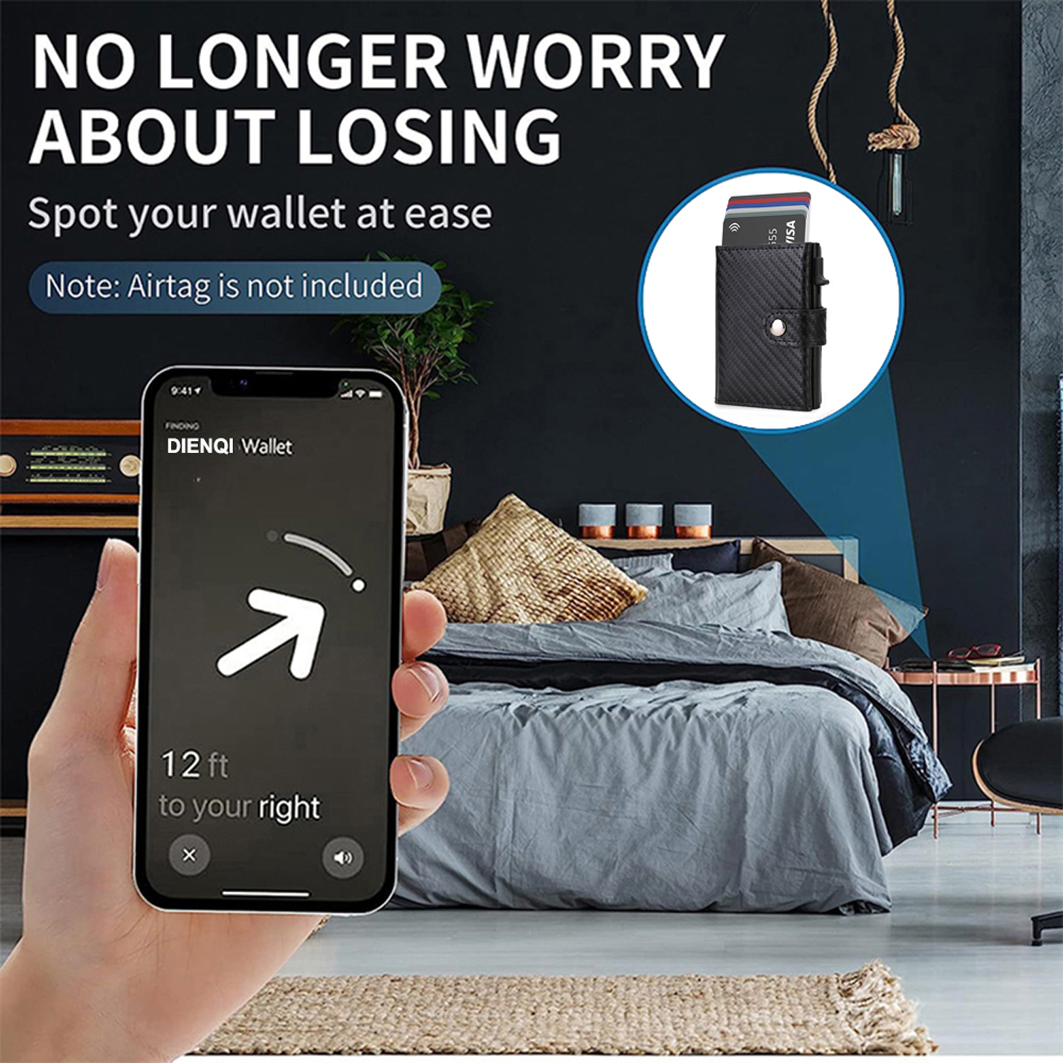 Rfid Credit Card Holder Men Wallets Carbon Fiber Cardholder Case Short Purse Small Slim Mini Wallets For Airtag Air Tag Tracker