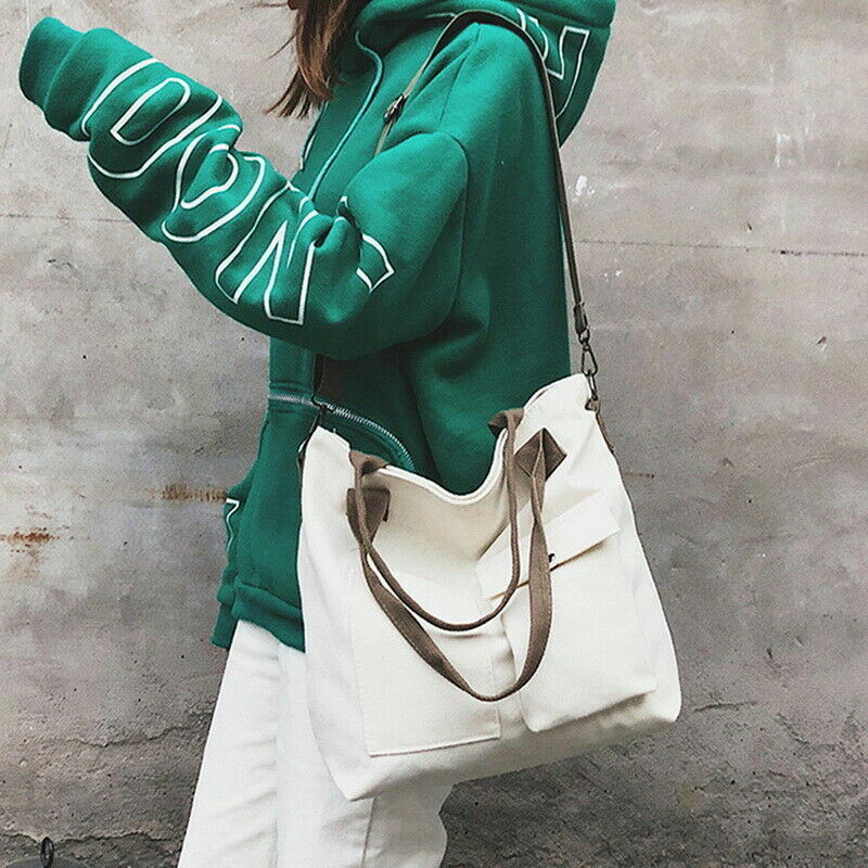 Canvas Tote Bags Women Luxury Designer Multi-pocket Shoulder Bags Black White Ladies Crossbody Bags Large Shopping Bags Handbag