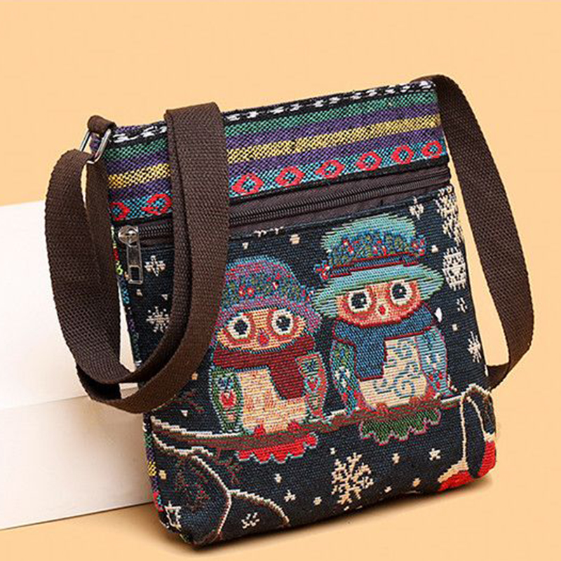 Lady Crossbody Shoulder Bag, Phone Purse Handbag, Ethnic Style Embroidered Messenger Bag, Retro Small Canvas Bag