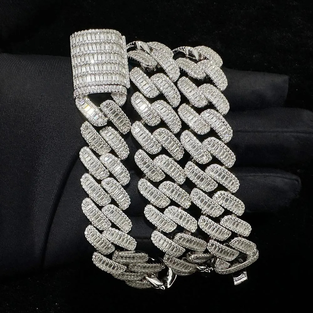 hip hop jewelry cuban k chain 15mm s sier fashion necklace iced out fully vvs baguette moissanite dia men necklaces