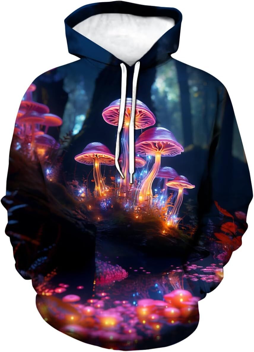 Hoodie for Mens Womens Funny Mushroom Hoodie Fungi Graphic Sweatshirt Graphic Cool mushroom pattern