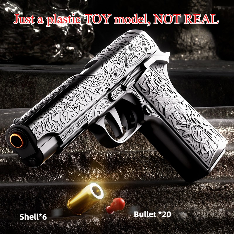 1911 Colt Soft Bullets Toy Gun Fancy Archaistic Relievo Pistol Shell Ejection Pistol Foam Dart Automatic Blowback Continuous Firing Movie Prop Collect