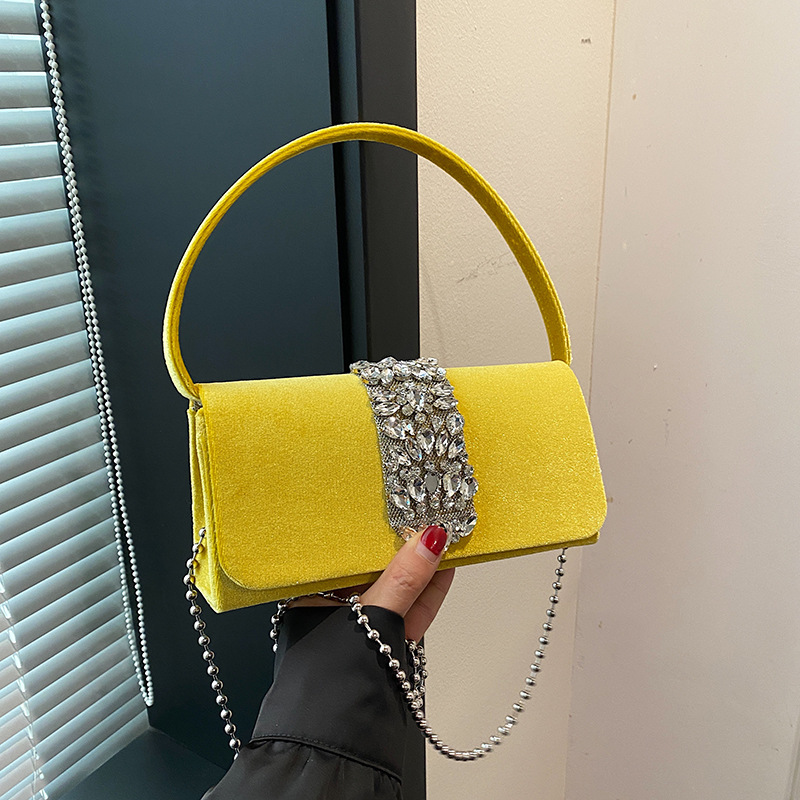 Diamond Shoulder Bag for Party 2024 New Retro Versatile Crossbody Women's Chains Handbags Luxury Designer Evening Clutch
