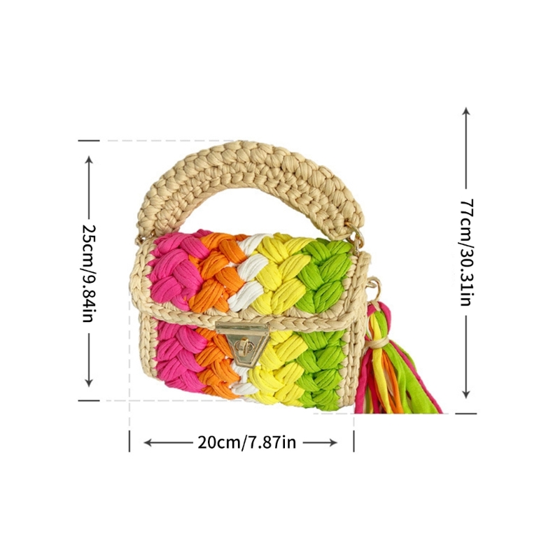 Casual Handbag Fashion Crossbody Bags Crochet Shoulder Bag Handmade Woven Trendy Tote for Women Girl Large Capacity