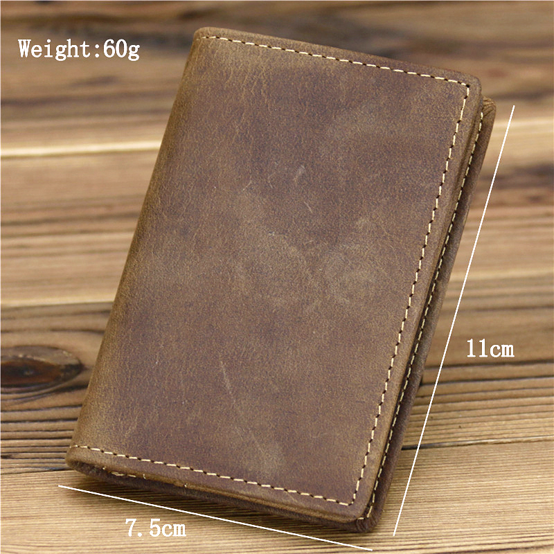 Vintage Crazy Horse Real Leather Credit Card Holder Wallet Mens Cowhide Slim ID VIP Photo Cards Bags Small Change Coins Pouches
