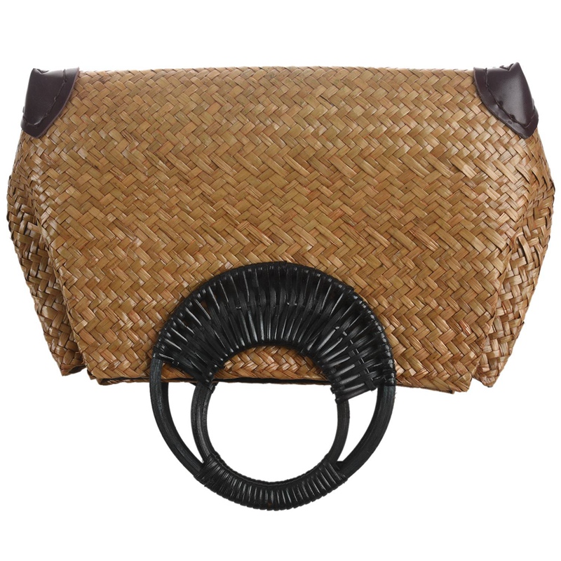 Women Straw Bags Female Bamboo Summer Beach Weave Handbag Lady Handmade Vintage Wood Handle Bag Travel Knitted Totes Bags