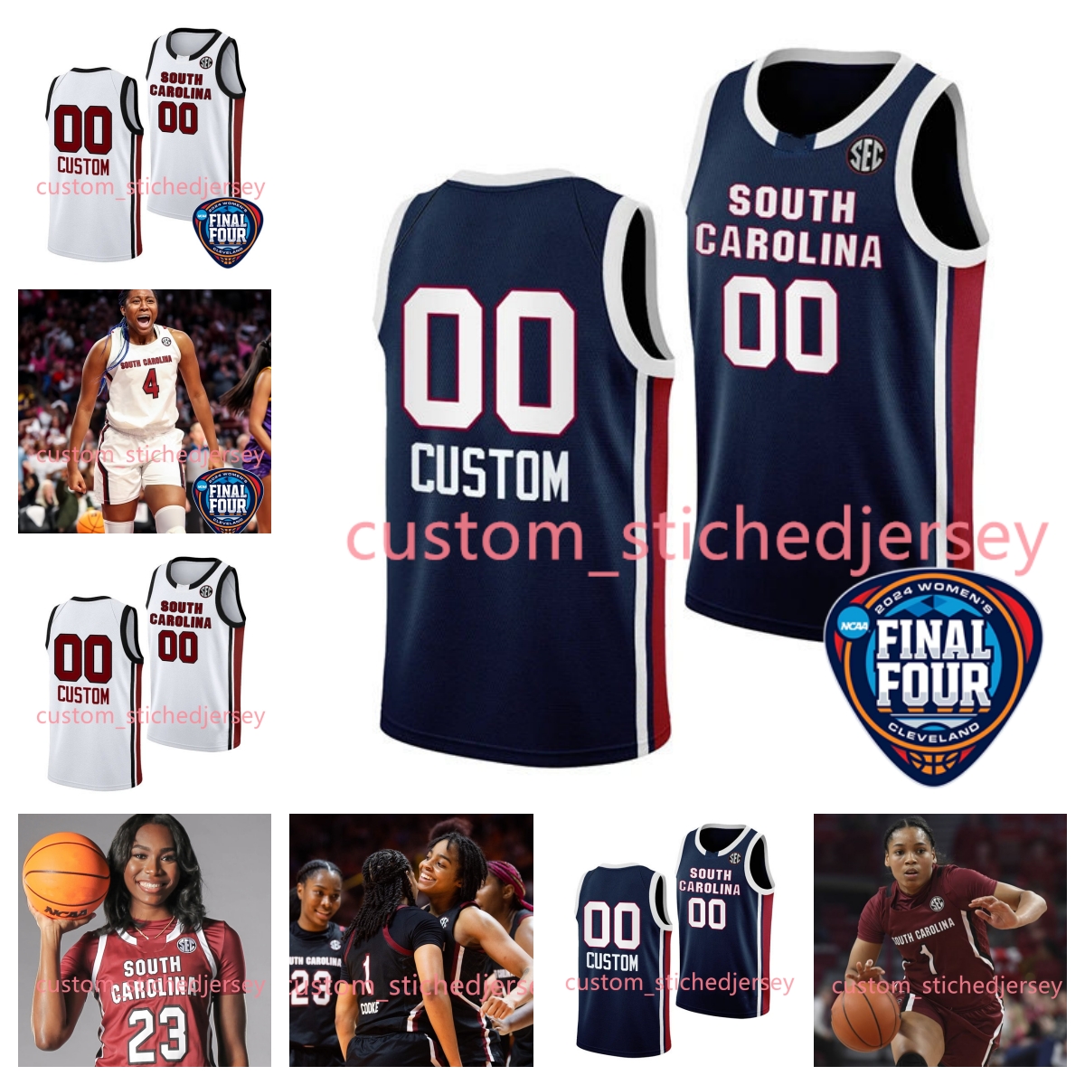 Destanni Henderson Aubryanna Bree Hall South Carolina AA Gamecocks 2024 Womens Final Four Basketball Jersey Raven Johnson Kierra Fletcher Olivia Thompson Jersey