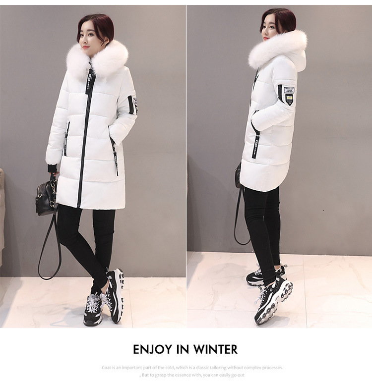 Winter womens Parka Coats long cotton casual fur hooded jacket thick warm slim fit coat w240822