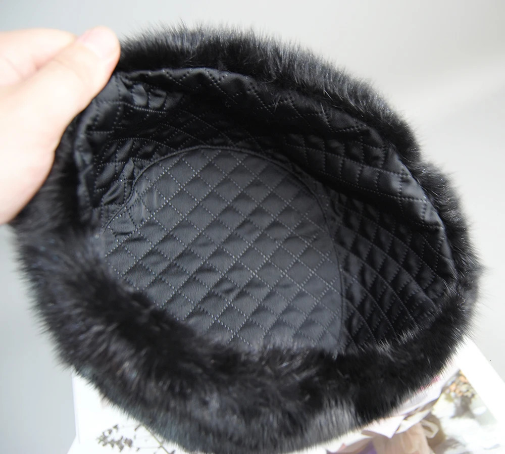 Winter Neutral Genuine Mink Bomber Hat Genuine Marten Head Warm Black/Brown Hat 241106