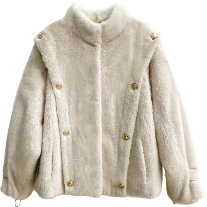 Korean womens coat s mink jacket loose high-end coat warm womens coat 241107