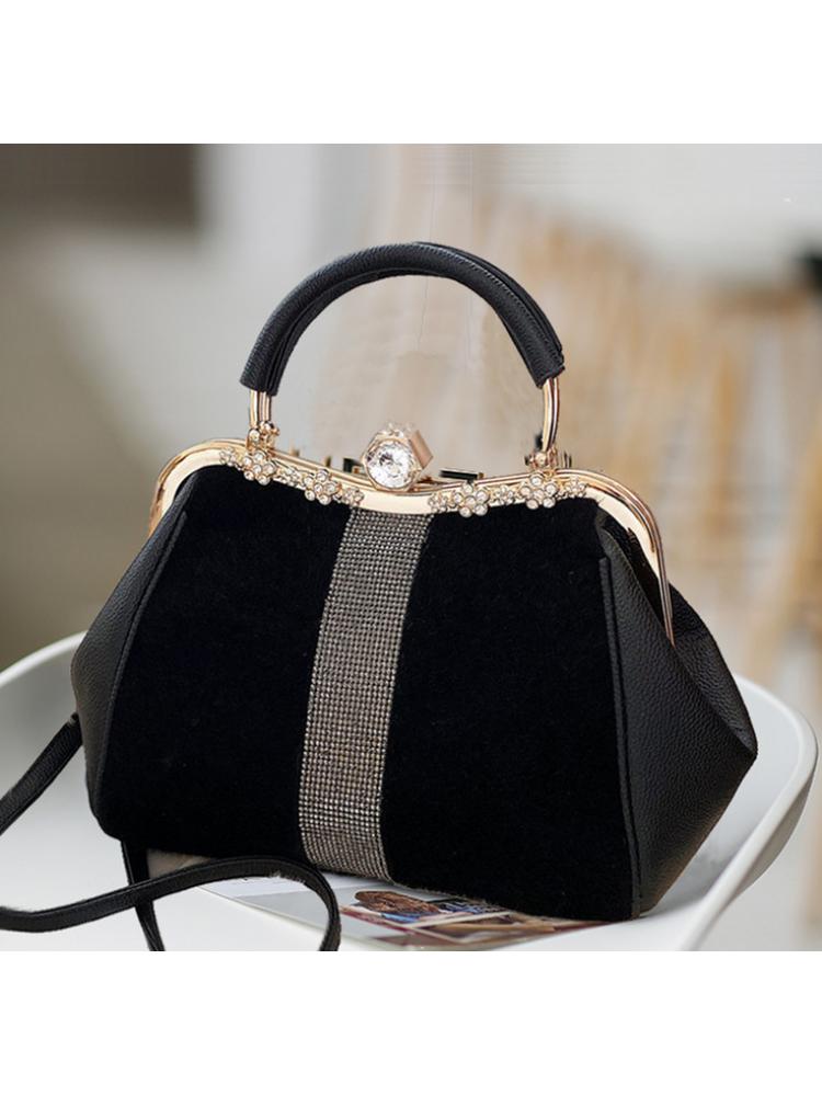 Lady handbags 2023 new set auger fashionable joker imitation horsehair atmosphere one shoulder clip with the bag in bag