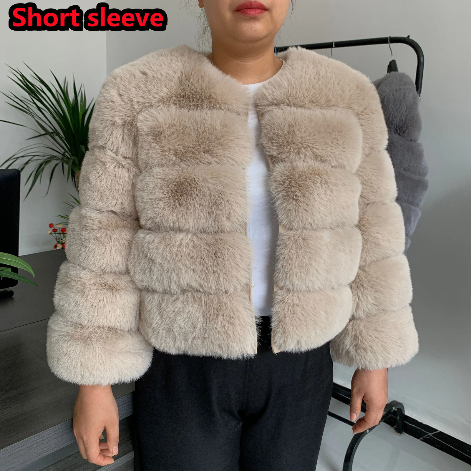 Womens Fashion faux fur coat super Autumn Winter women short Faux fox fur fluffy jacket high quality 7xl Ladies furry coats 241107