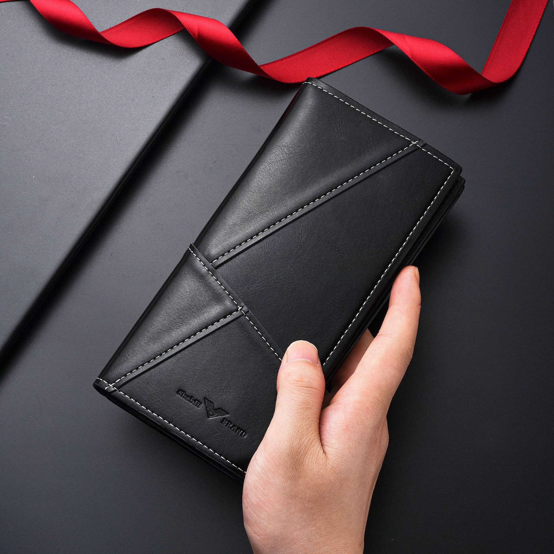 Men's Wallet Soild Color Retro Long Clutch Bag Leather Business Card Holder Coin Purse Money Clip with Jeep Letter Luxury Bag