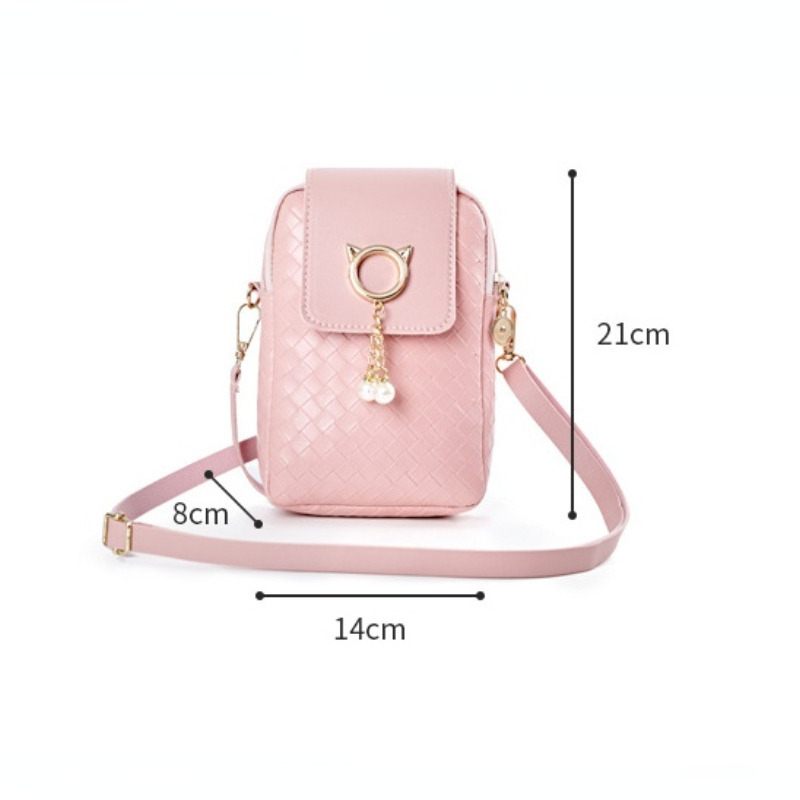2023 Spring Summer Mini Cross-body Mobile Phone Shoulder Bag Woven Pearl Tassel Cover-style Female Bag Shoulder Diagonal Bag