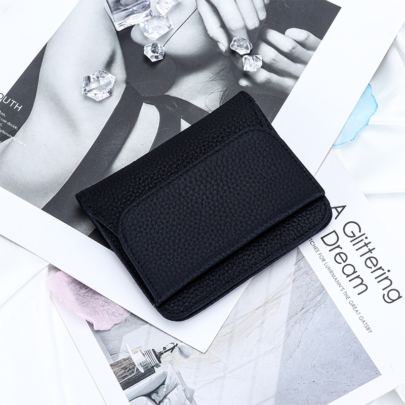 Ultra-thin Ins Style Cow Leather Credit Card Holder Fashion Women Short Wallet Large Capacity Coin Purse Korean Japan Money Clip