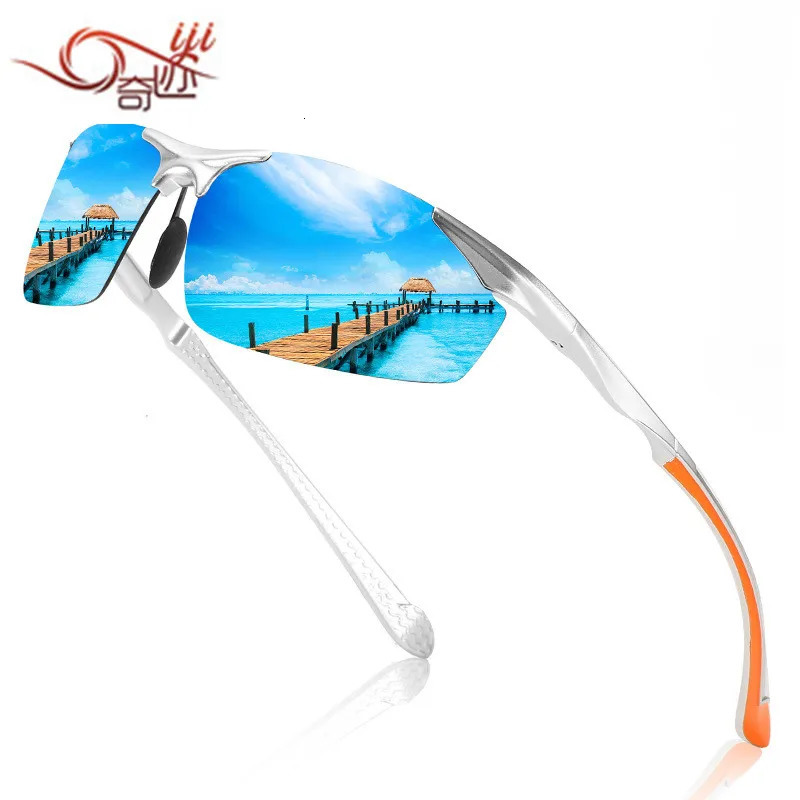 Mens aluminum magnesium colored driving mirror polarized sunglasses 351 241106