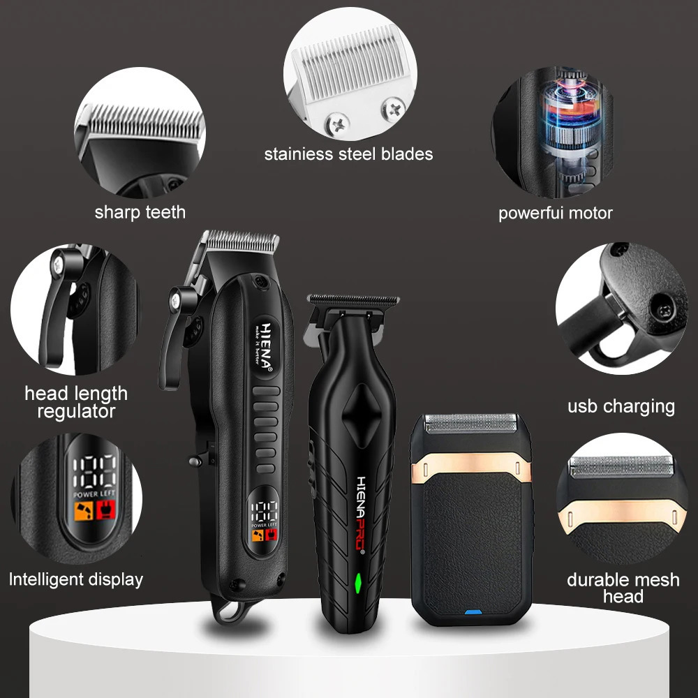 Professional electric hair cutting tool set USB charging hair cutting machine T-cutter head zero gap hair clipper mens razor 241107