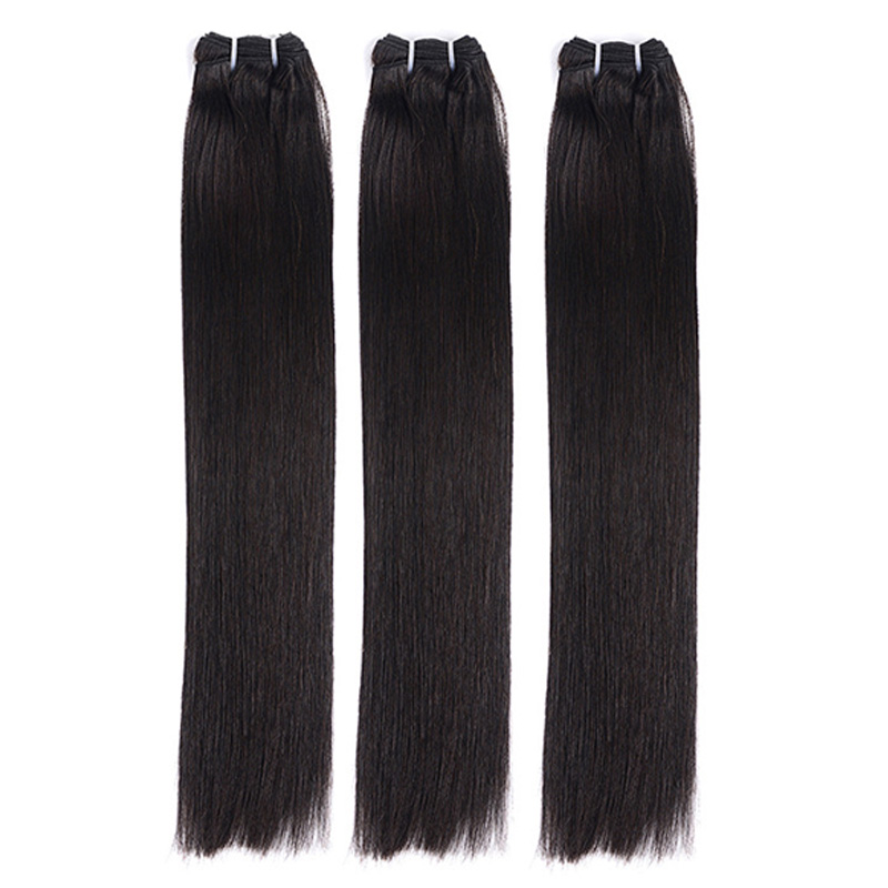 Brazilian Peruvian 100% Human Hair Double Drawn 3 Bundles Silky Straight 10-28inch Natural Color Remy Hair Extensions