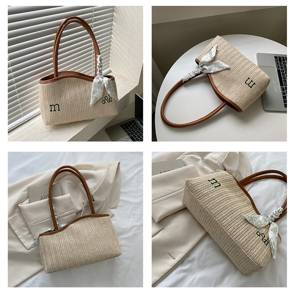 Women Straw Woven Tote Bag Fashion Irregular Satchel Bag Casual Summer Beach Bag