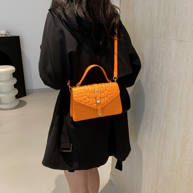 Fashion Female Shoulder Bag Alligator Pattern Small Square Bags for Women Pure Candy Color Crossbody Bags PU Leather Handbags