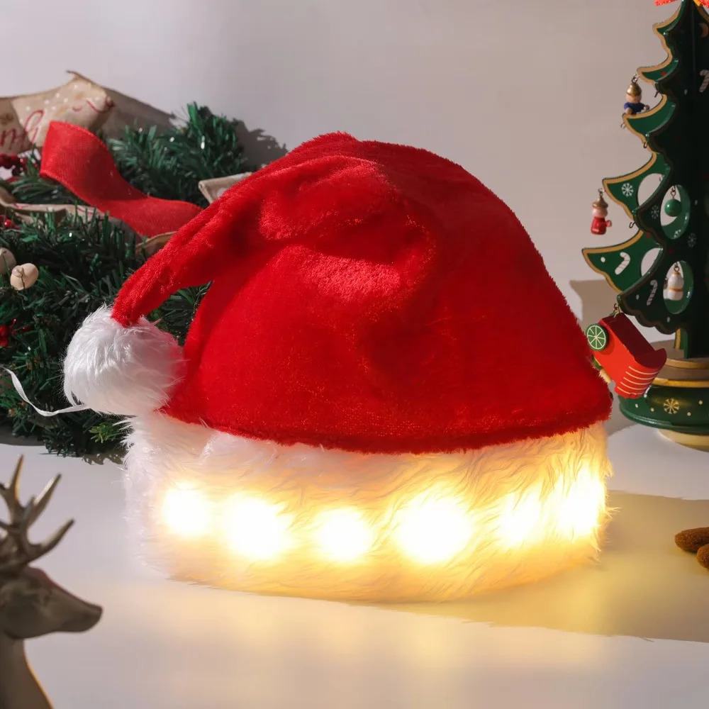 Christmas hat with LED lights plush glowing Christmas hat Christmas hat 241106